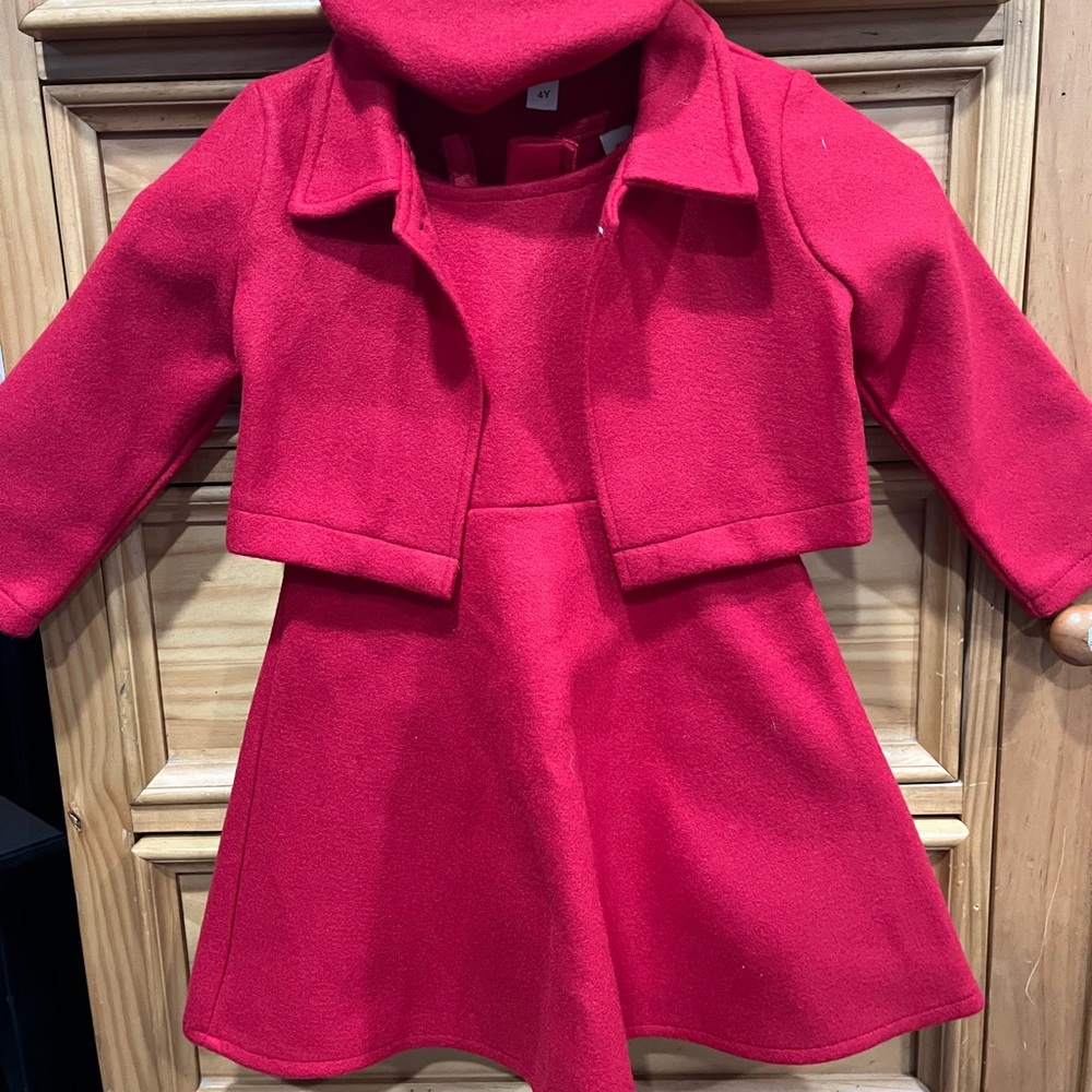 Kids Red Jacket and Dress Set